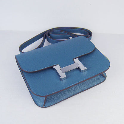 Hermes Constance Cowskin Leather Bag H017 blue silver