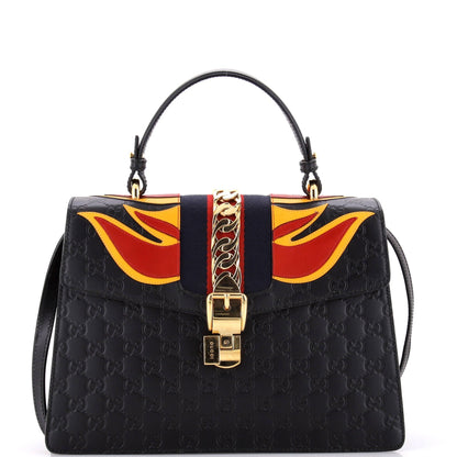 Sylvie Top Handle Bag Guccissima Leather with Applique Medium