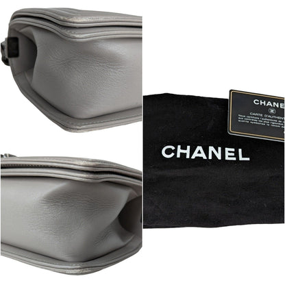 Chanel Gray Quilted Calfskin Medium Boy Bag