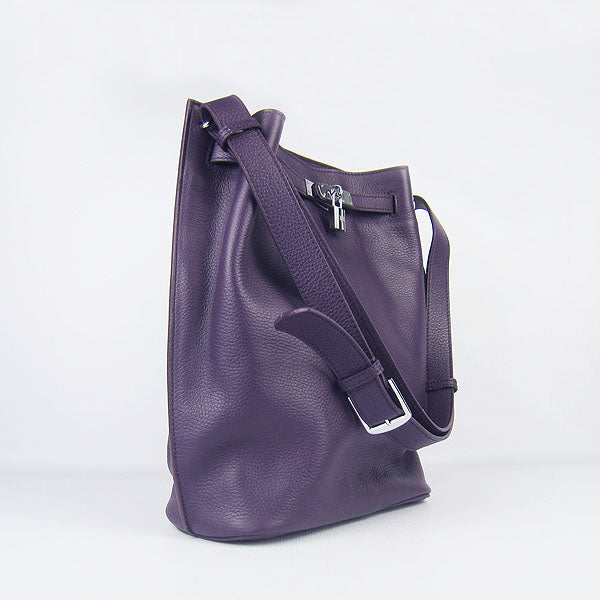 Hermes Nappa Leather Shoulder Bag H2804 purple Silver