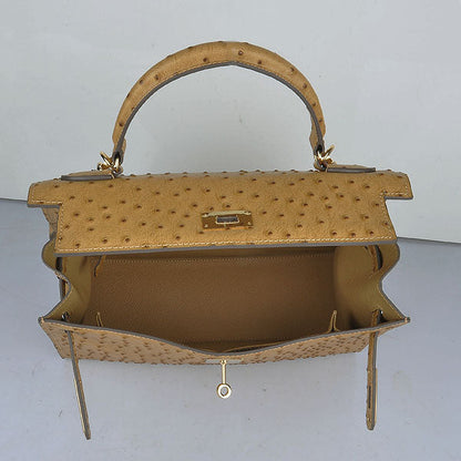 Hermes Kelly 32cm Ostrich Vein 6108 Apricot Golden