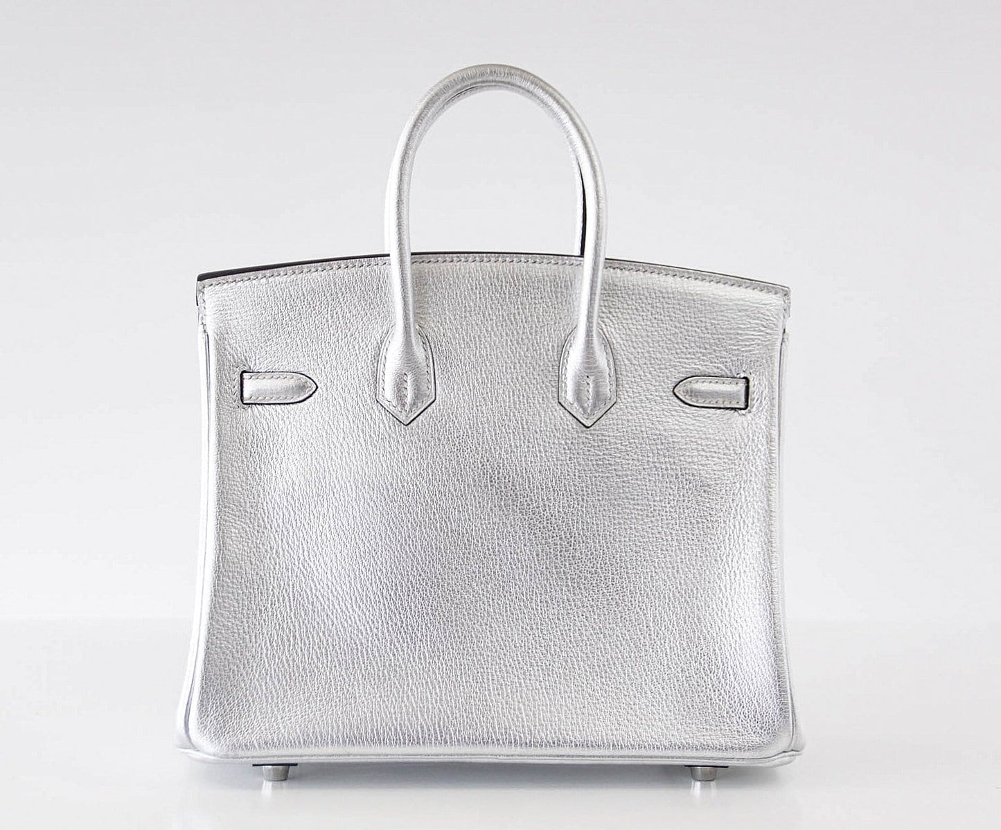 Hermes Birkin 25 Ultra Rare Metallic Silver Chevre Palladium Hardware