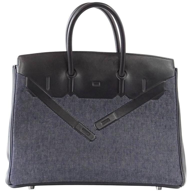 Hermes Birkin 35 Bag Rare Limited Edition Denim Shadow