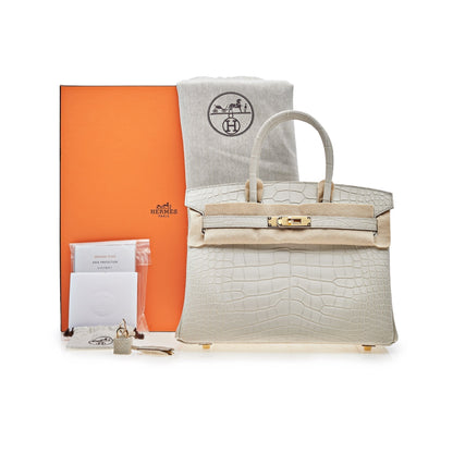 Hermes Birkin 30 Beton Matte Alligator Mississippiensis Gold Hardware