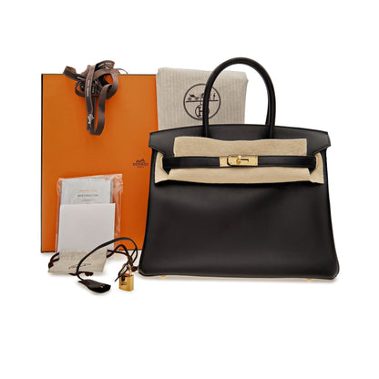 Hermes Birkin 30 Black Box Leather Gold Hardware