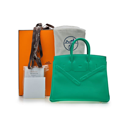 Hermes Birkin 25 Shadow Bag Menthe Swift Leather