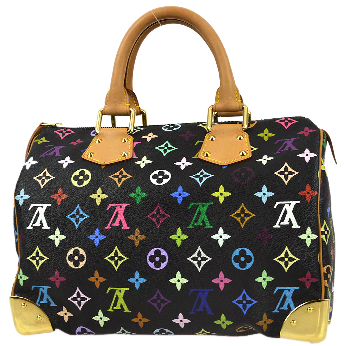 Louis Vuitton 2004 Black Monogram Multicolor Speedy 30 Handbag M92642