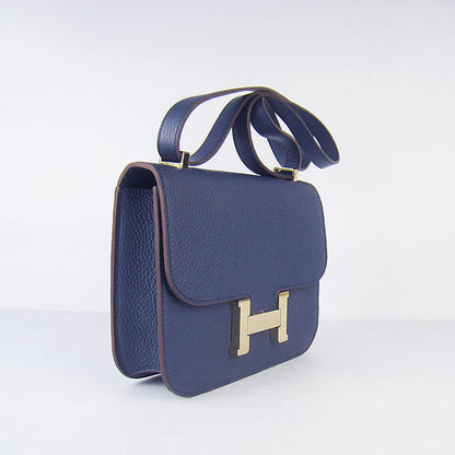 Hermes Constance Cowskin Leather Bag H017 dark blue gold