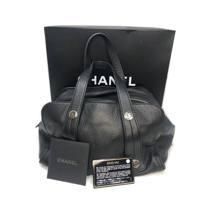 Chanel Black Grained Calfskin Bolt Bowler Bag