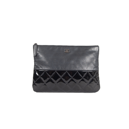 Chanel Leather and Patent Quited Pouch