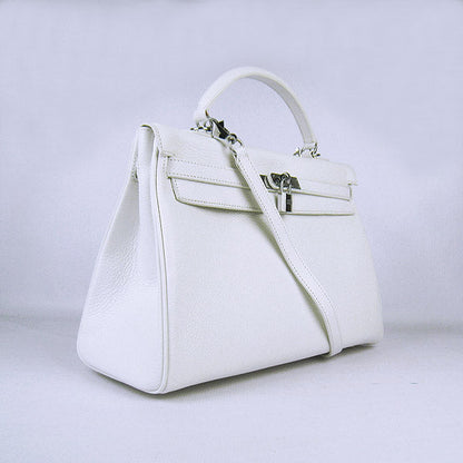 Hermes Kelly 35cm Togo Leather HandBag White/Silver