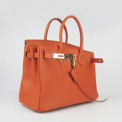 Hermes Birkin 30cm Togo Leather Handbags Orange Golden