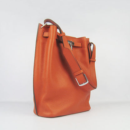 Hermes Nappa Leather Shoulder Bag H2804 orange Silver