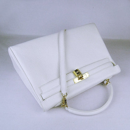 Hermes Kelly 35cm Togo Leather HandBag White/Golden