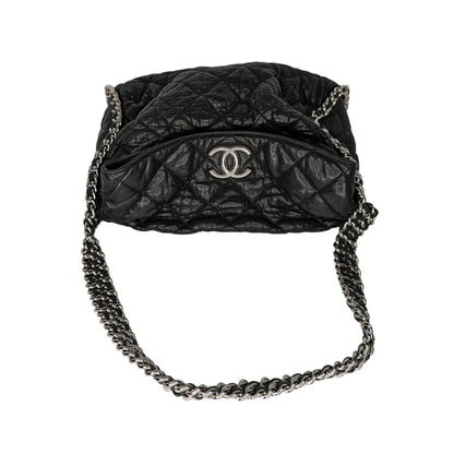 Chanel Washed Lambskin Chain Around Hobo Black