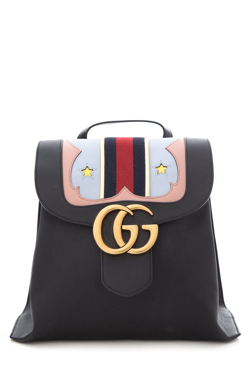 Gucci Black Web Heart Marmont Leather Backpack