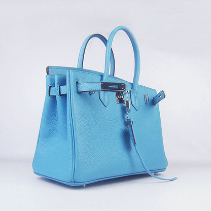 Hermes Birkin 30cm Togo Leather Handbags Light Blue Silver