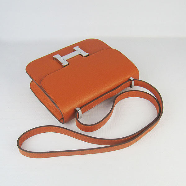 Hermes Constance Cowskin Leather Bag H017 orange silver