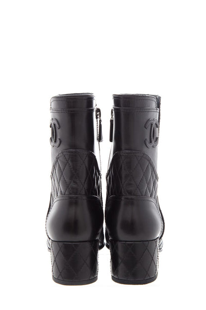 Chanel Black Quilted Leather Boot SZ 38