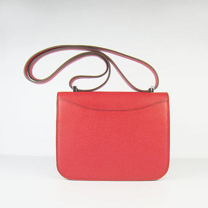 Hermes Constance Cowskin Leather Bag H017 red silver