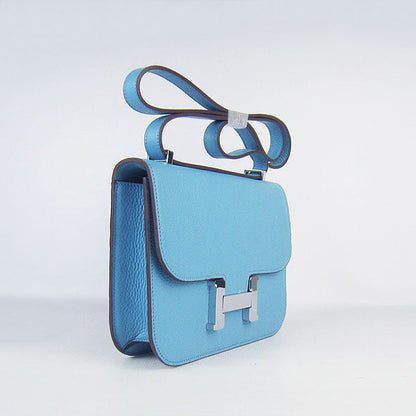 Hermes Constance Cowskin Leather Bag H017 light blue silver