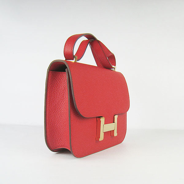 Hermes Constance Cowskin Leather Bag H017 red golden