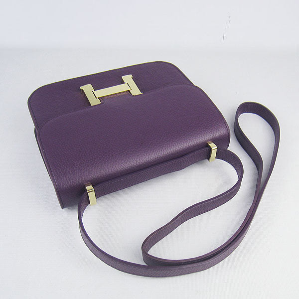 Hermes Constance Cowskin Leather Bag H017 purple golden