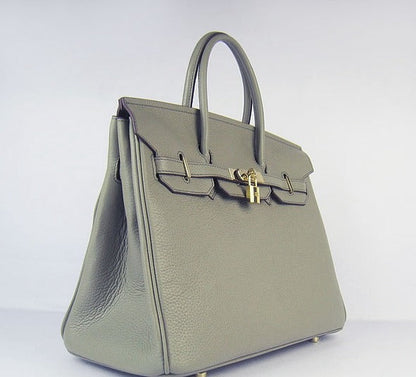 Hermes Birkin 35cm Togo Leather Handbags Dark Grey Golden