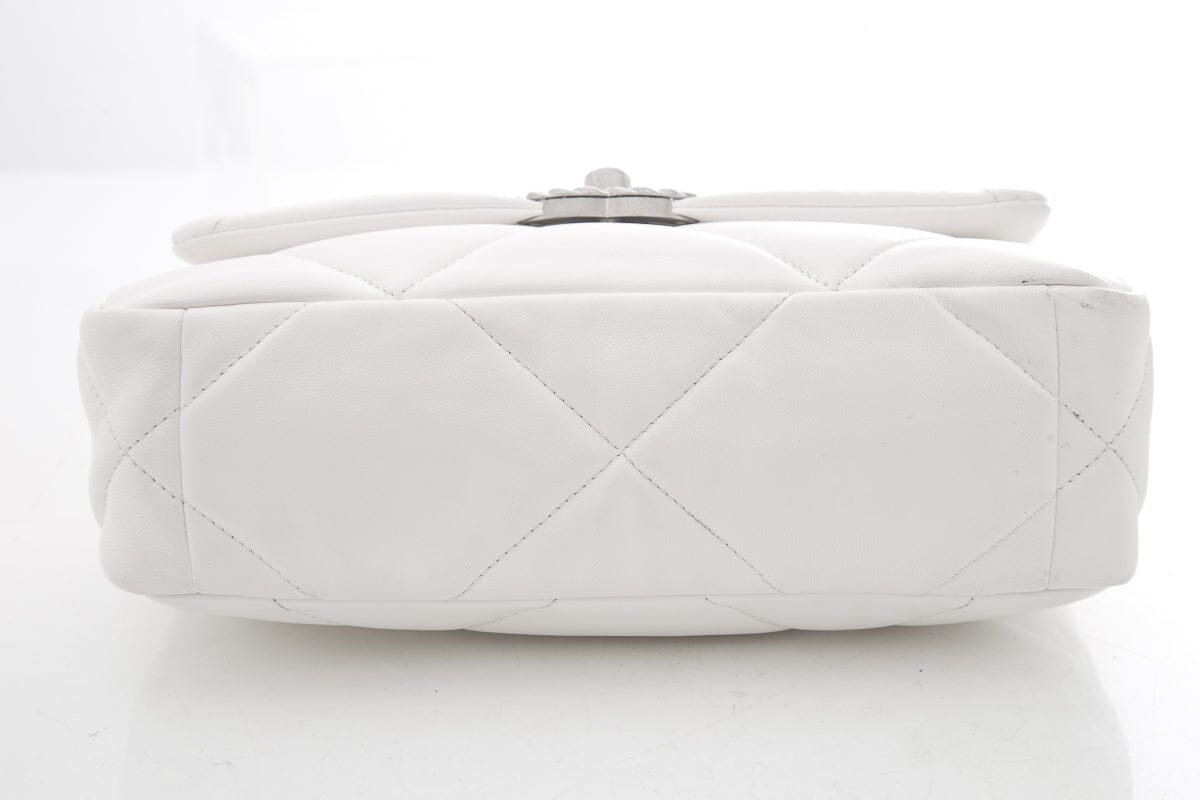 Chanel 19 White Puff Quilted Lambskin HandBag