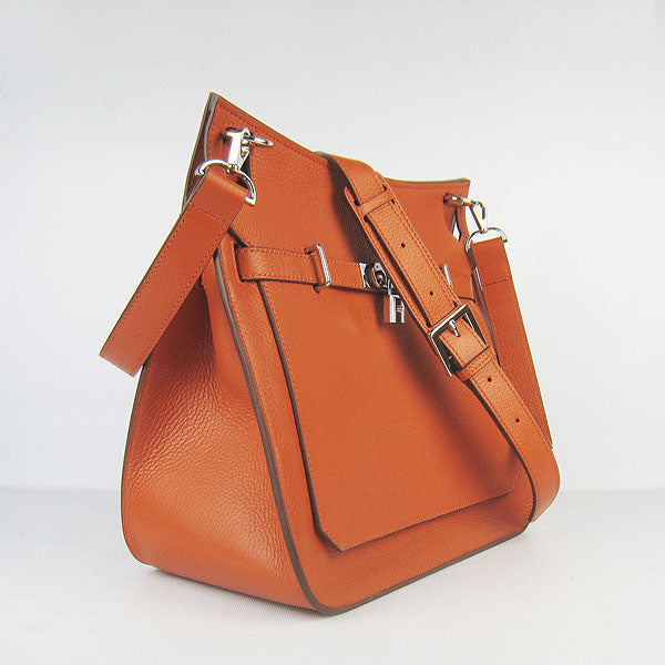 Hermes Leather Shoulder bag H6508 orange silver