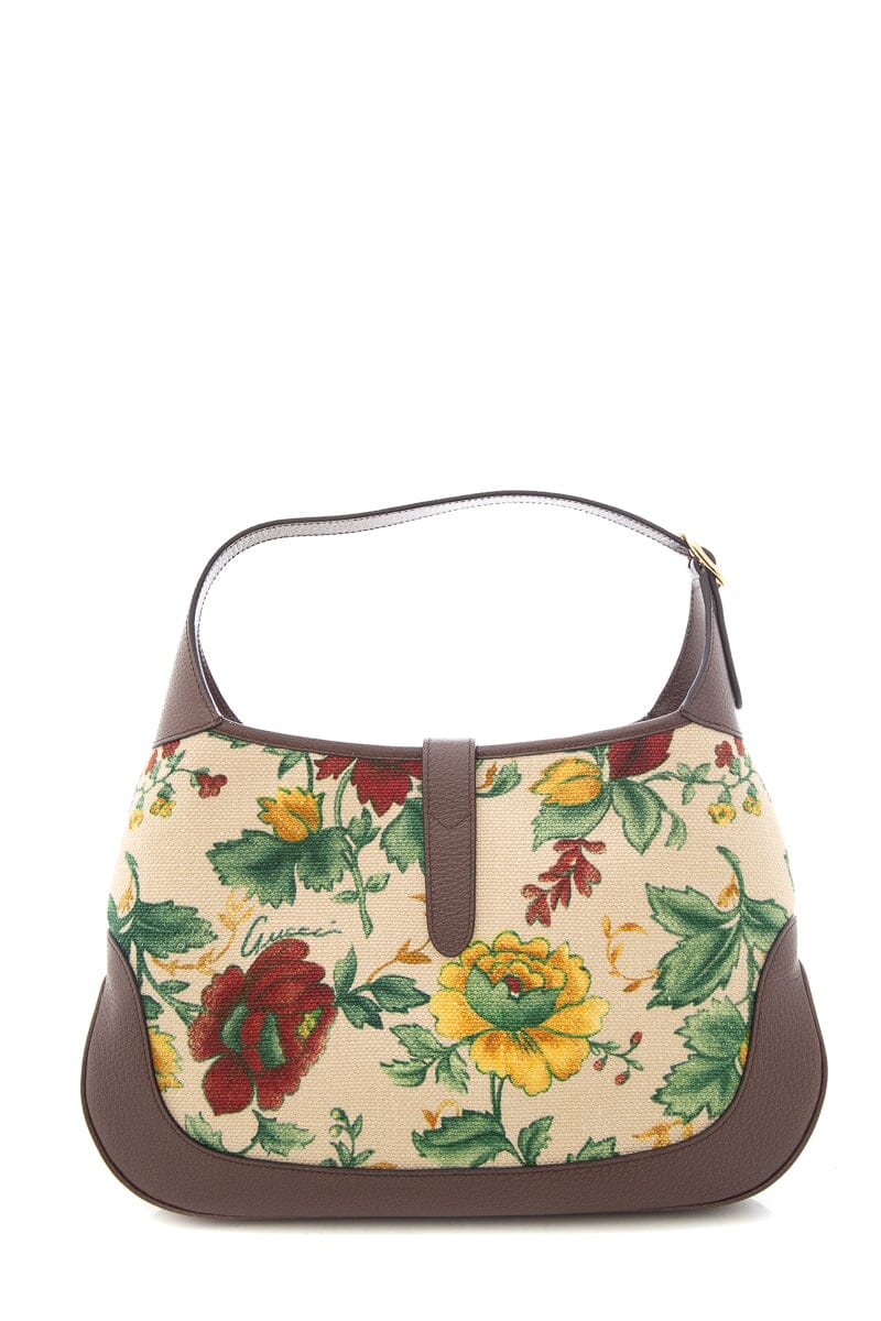 Gucci Brown Multi Flora Canvas LeatherJackie Shoulder Bag NWT