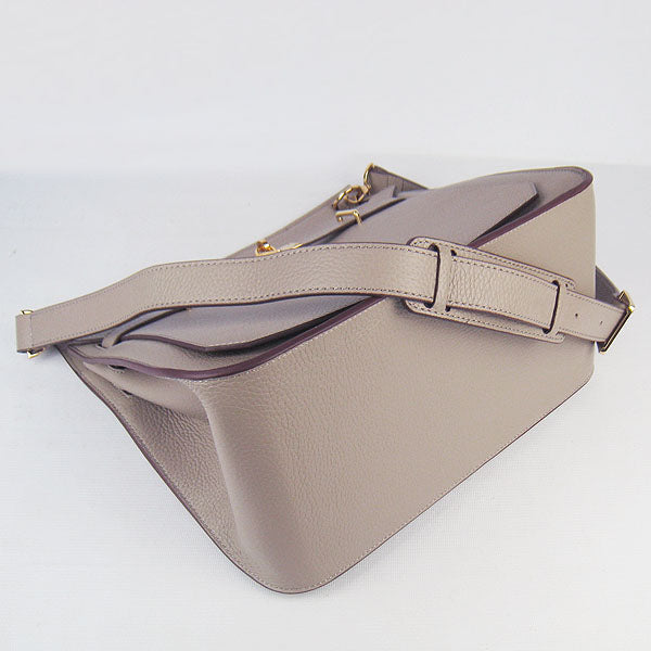 Hermes Leather Shoulder bag H6508 grey golden