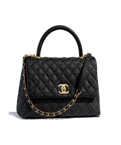 Chanel Small Flap Bag With Top Handle Black-SiLouis Vuittoner