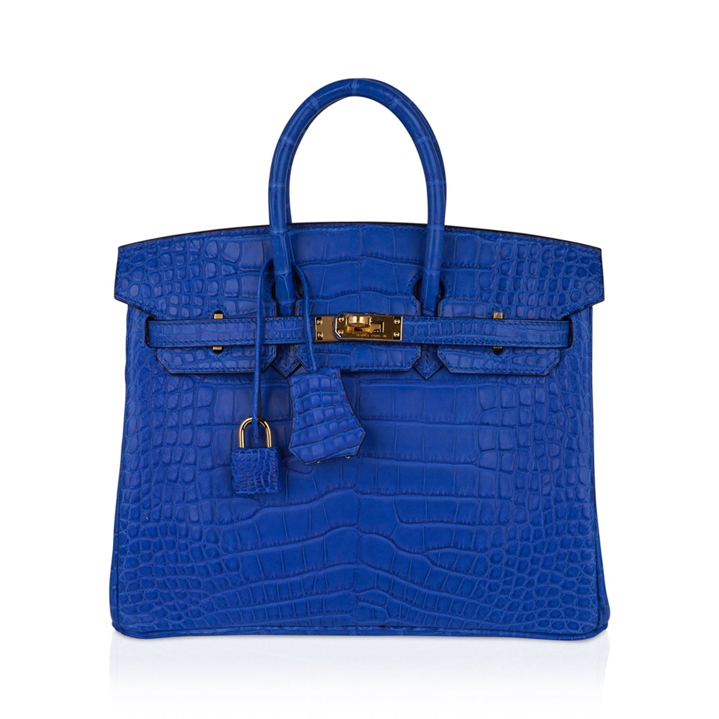 Hermes Birkin 25 Bag Blue Zellige Matte Alligator Gold Hardware