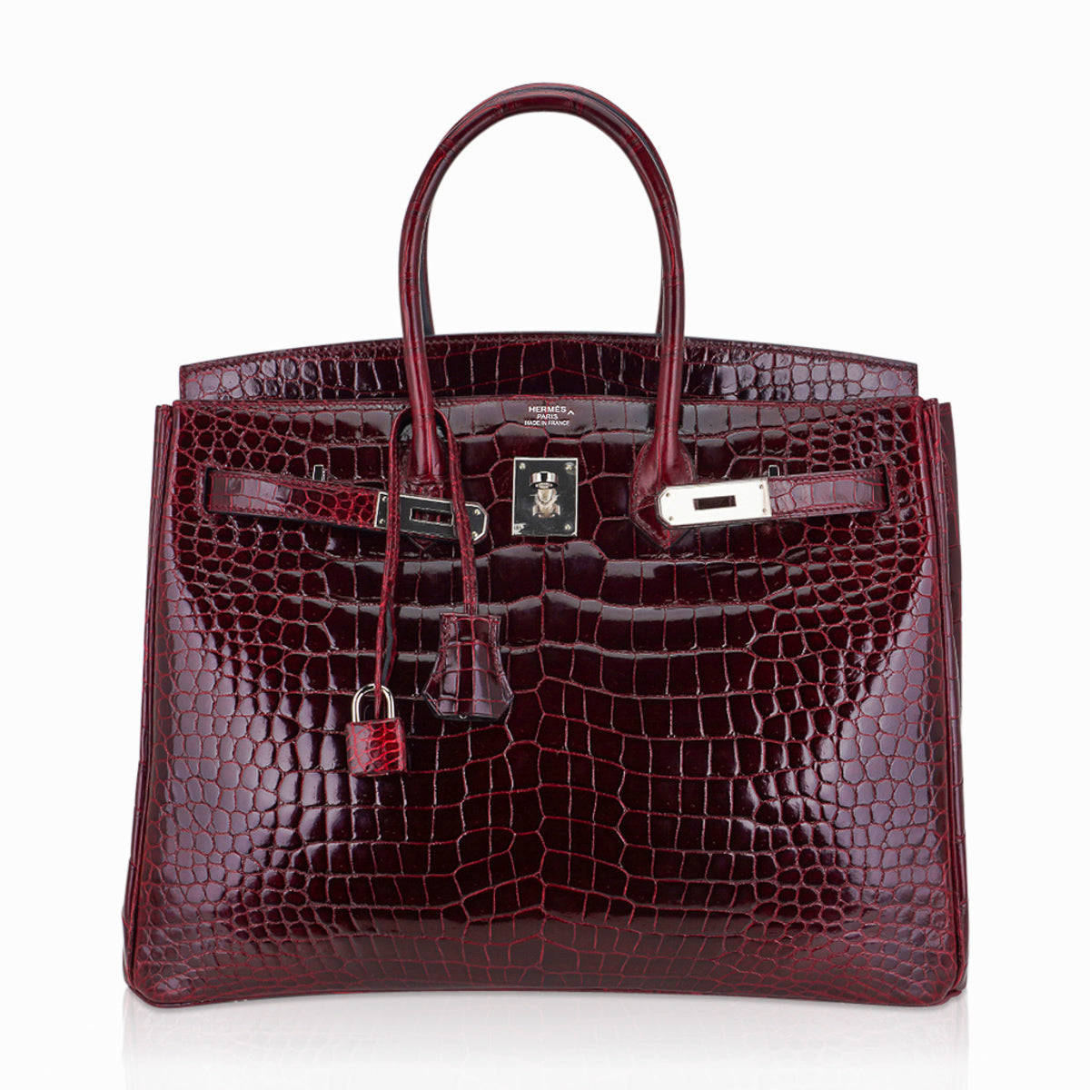 Hermes Birkin 35 Bag Bordeaux Porosus Crocodile with Palladium Hardware