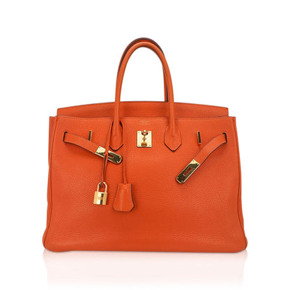 Hermes Birkin 35 Bag Orange Togo Leather with Gold Hardware