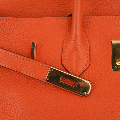 Hermes Birkin 35 Bag Orange Togo Leather with Gold Hardware