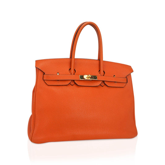 Hermes Birkin 35 Bag Orange Togo Leather with Gold Hardware