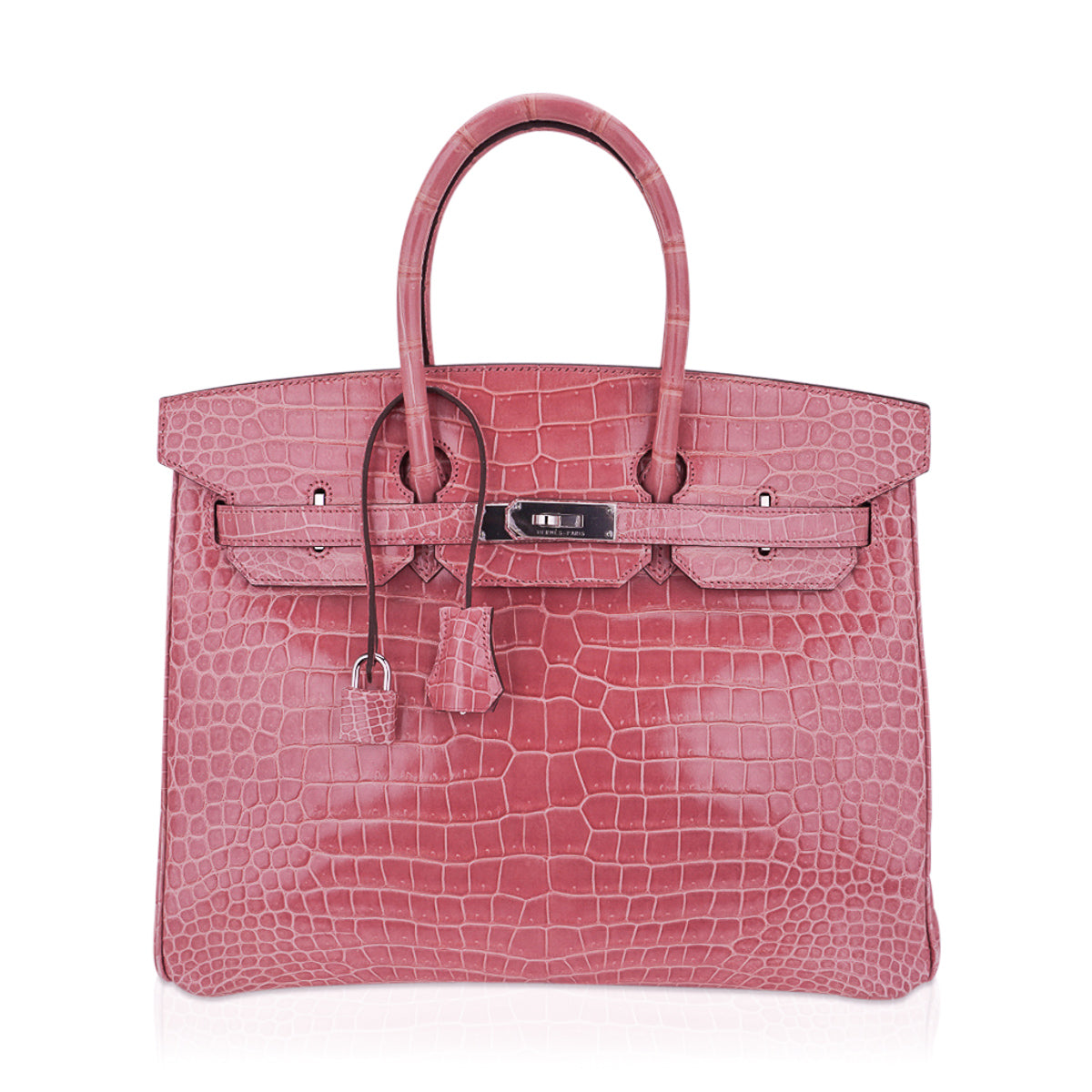 Hermes Birkin 35 Bag Rose Indien Porosus Crocodile with Palladium Hardware