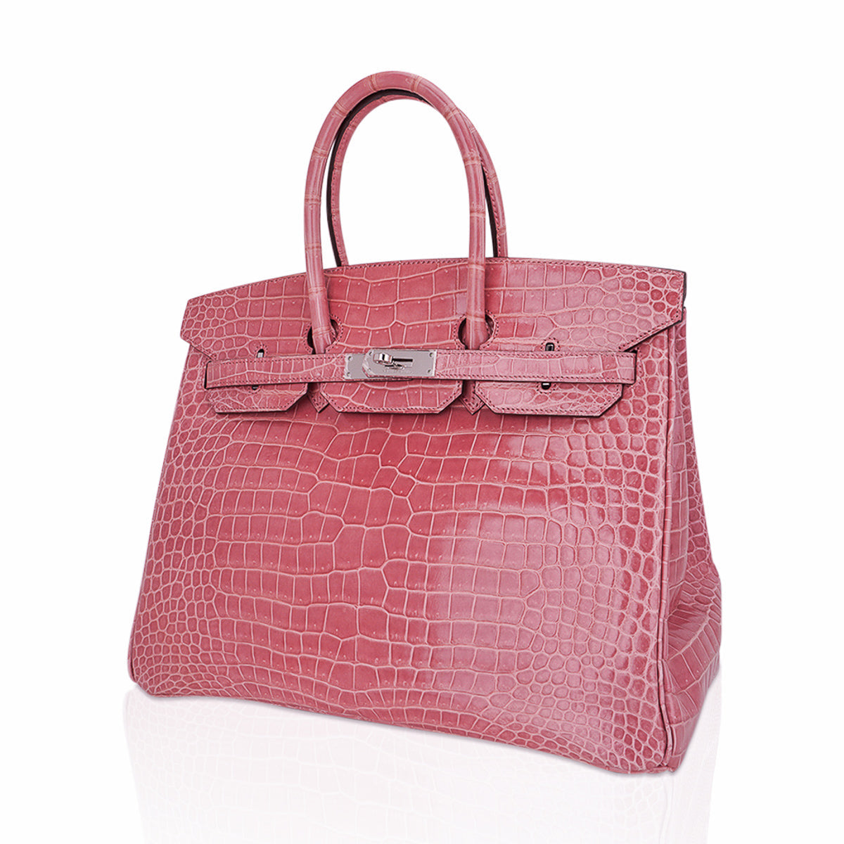 Hermes Birkin 35 Bag Rose Indien Porosus Crocodile with Palladium Hardware