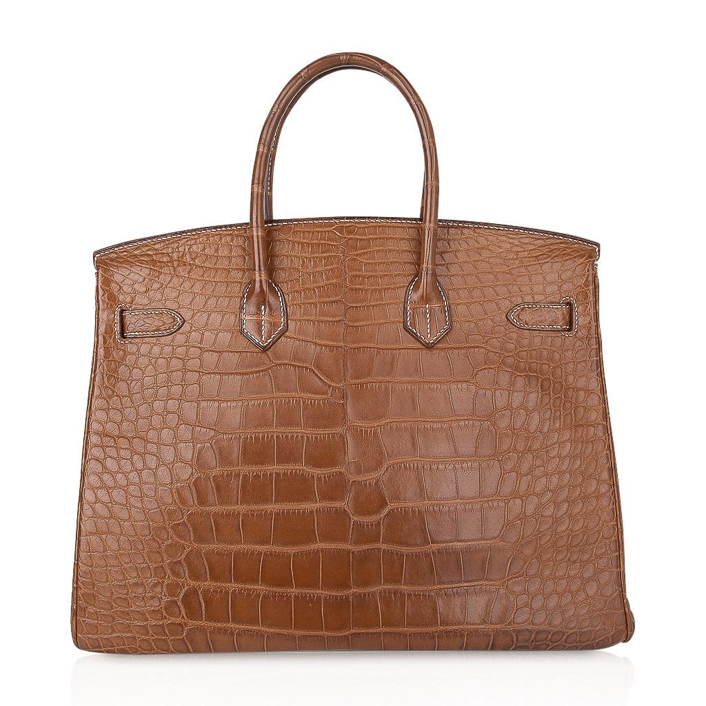 Hermes Diamond Birkin 35 Bag Fauve Barenia Matte Alligator Rare