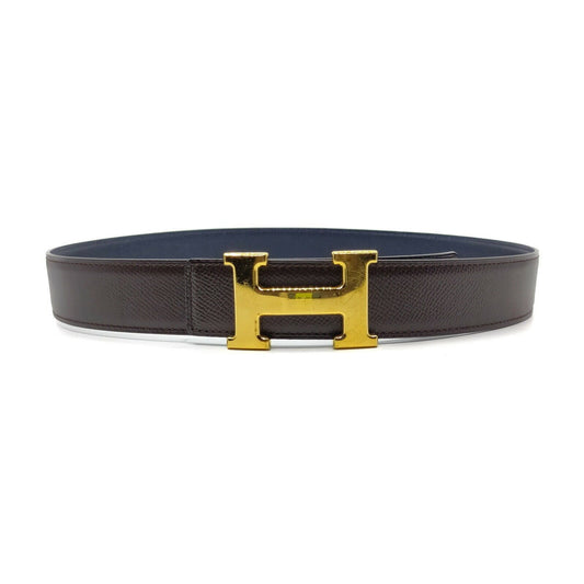 Hermes H Gold Buckle Reversible Belt