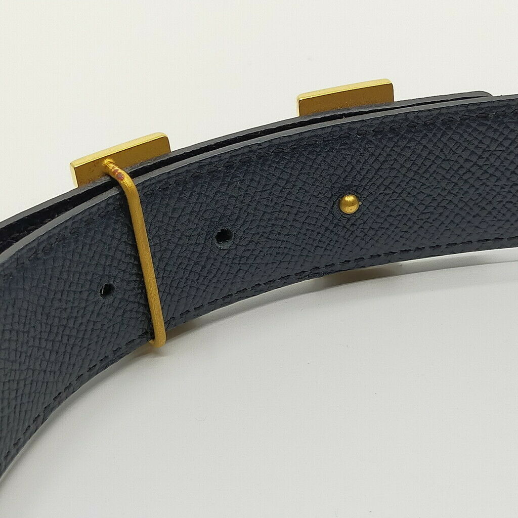 Hermes H Gold Buckle Reversible Belt