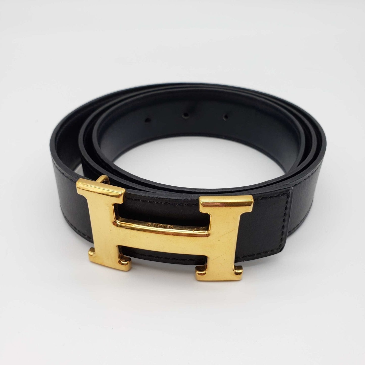 Hermes Leather Belt Black Gold Reversible