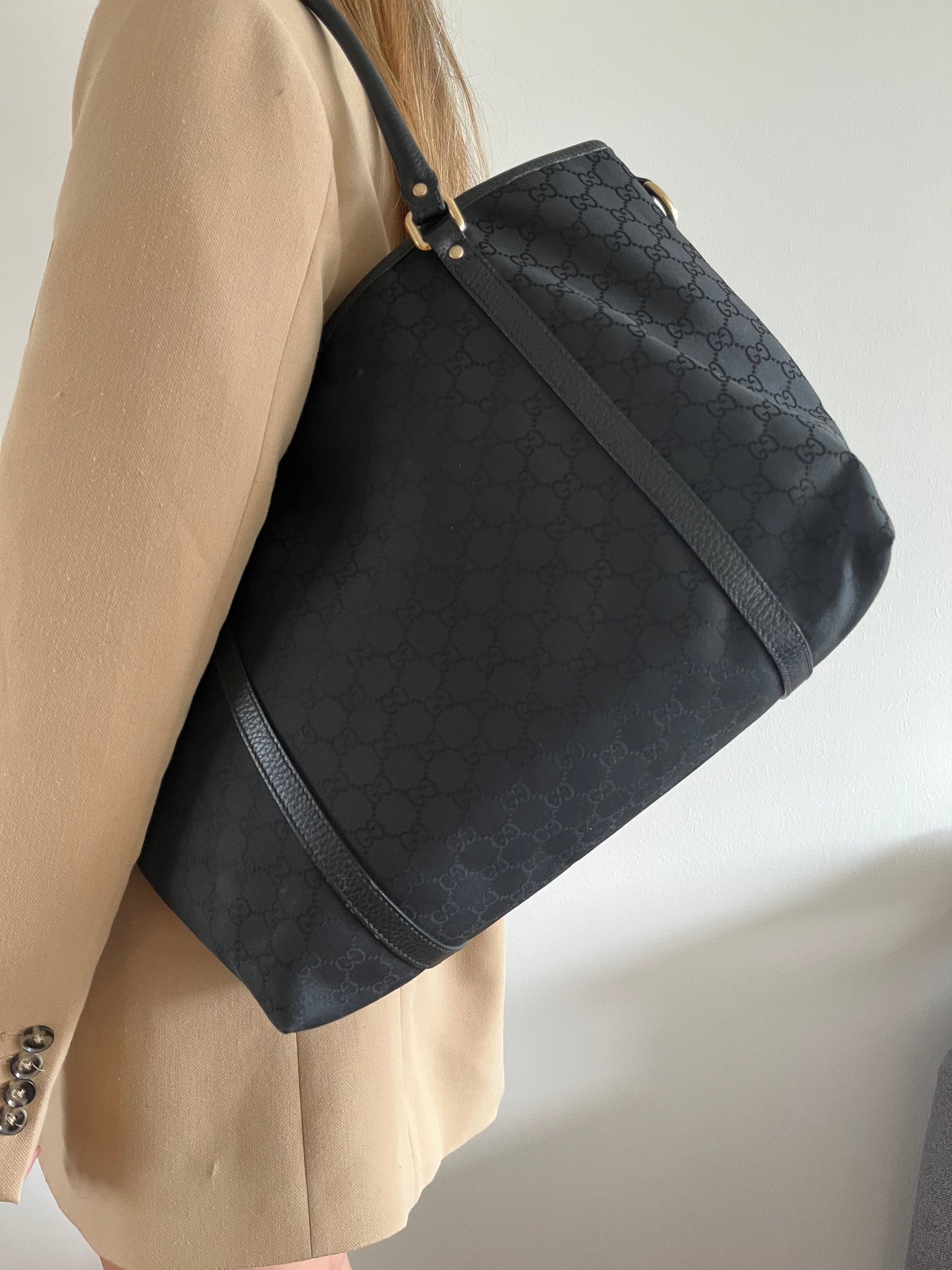 Gucci black GG nylon Jacquard