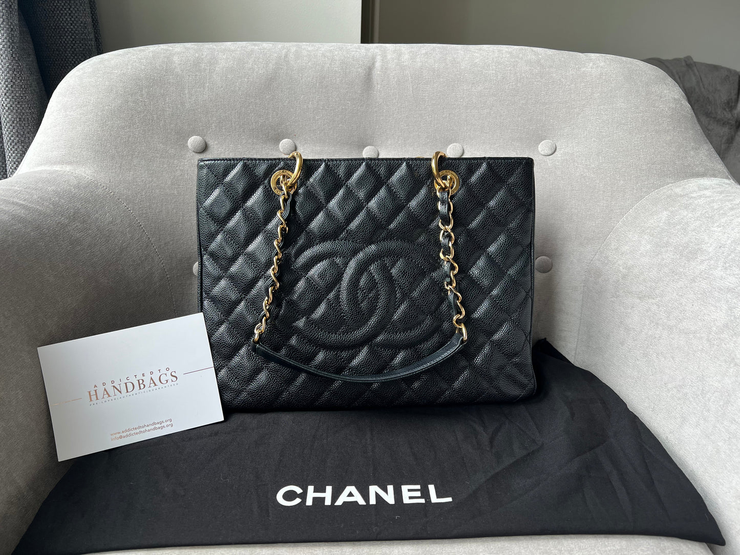 Chanel Black Caviar Grand Shopper Tote Gold Hardware (GST)