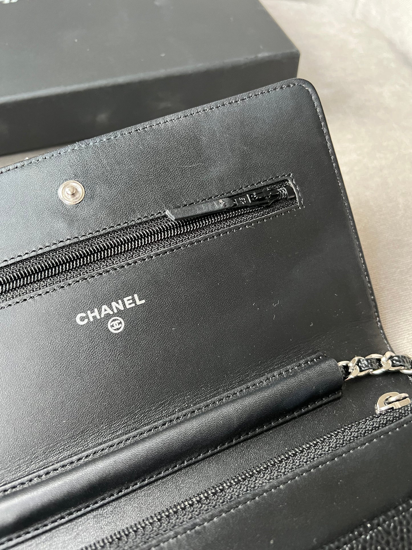 Chanel Black Caviar Timeless Wallet on Chain