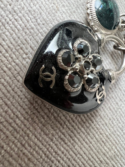 Chanel Resin Flower Heart Pendant Necklace