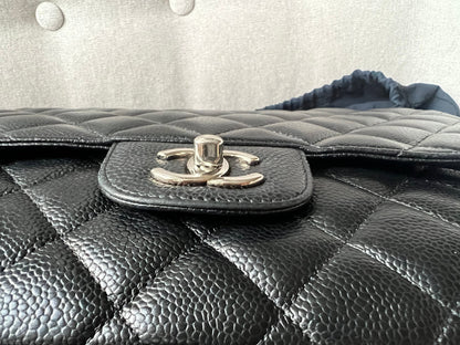 Chanel Jumbo Single Flap in Black Caviar Silver Hardware