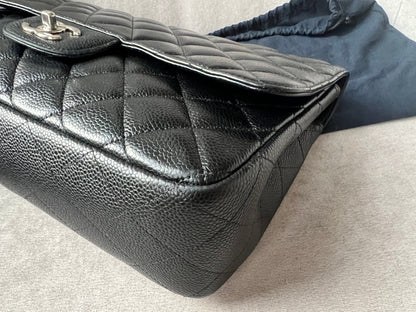 Chanel Jumbo Single Flap in Black Caviar Silver Hardware